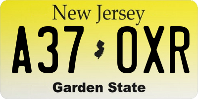 NJ license plate A37OXR