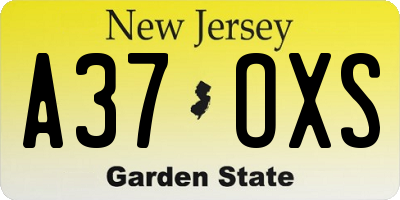 NJ license plate A37OXS