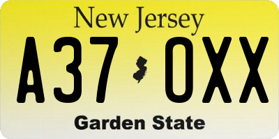 NJ license plate A37OXX