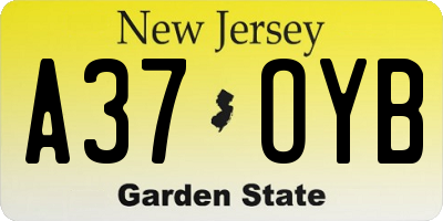NJ license plate A37OYB