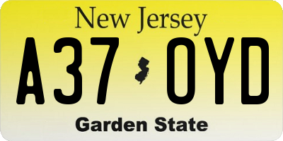 NJ license plate A37OYD