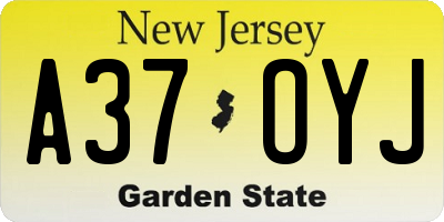 NJ license plate A37OYJ