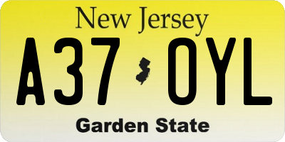 NJ license plate A37OYL