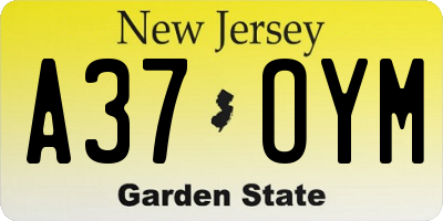 NJ license plate A37OYM