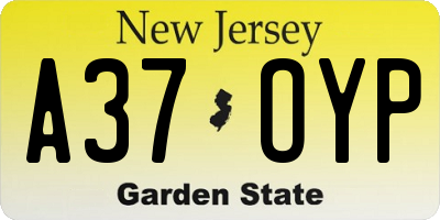 NJ license plate A37OYP