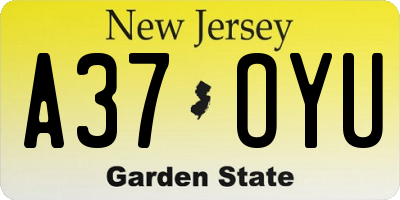 NJ license plate A37OYU