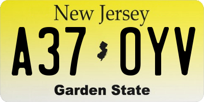 NJ license plate A37OYV