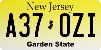 NJ license plate A37OZI