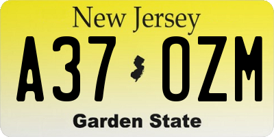 NJ license plate A37OZM