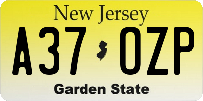 NJ license plate A37OZP