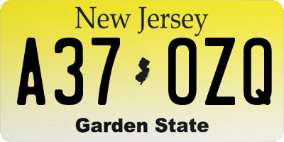 NJ license plate A37OZQ