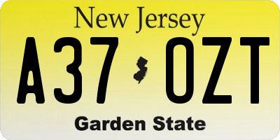 NJ license plate A37OZT