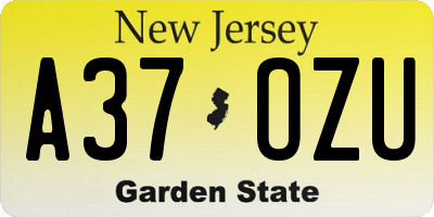 NJ license plate A37OZU