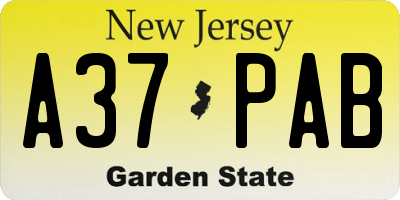 NJ license plate A37PAB