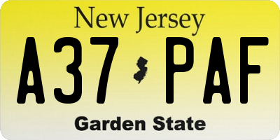 NJ license plate A37PAF