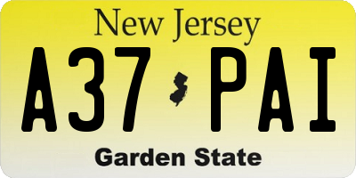 NJ license plate A37PAI