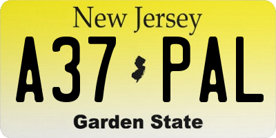NJ license plate A37PAL