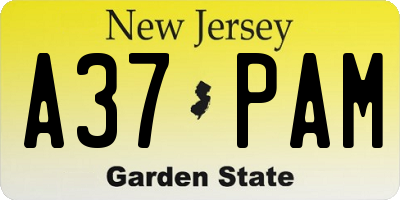 NJ license plate A37PAM