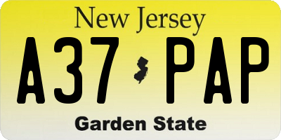 NJ license plate A37PAP