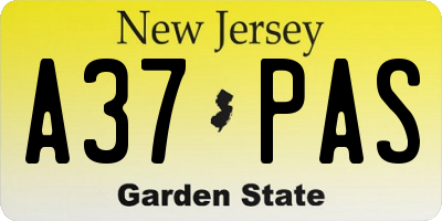 NJ license plate A37PAS