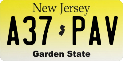 NJ license plate A37PAV