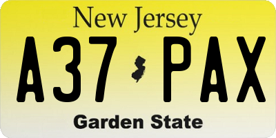 NJ license plate A37PAX