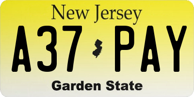 NJ license plate A37PAY