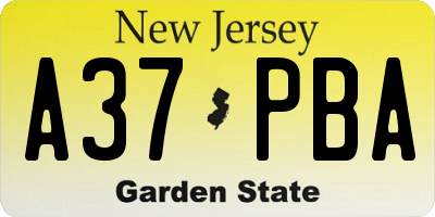 NJ license plate A37PBA