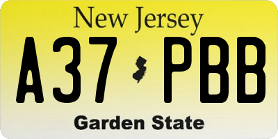 NJ license plate A37PBB
