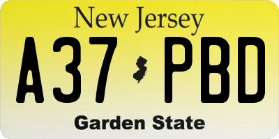 NJ license plate A37PBD