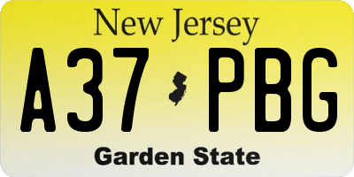 NJ license plate A37PBG