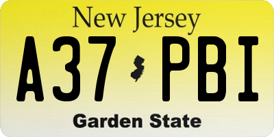NJ license plate A37PBI