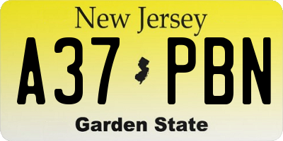 NJ license plate A37PBN