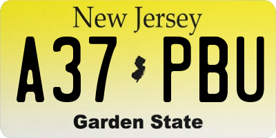 NJ license plate A37PBU