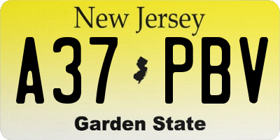 NJ license plate A37PBV