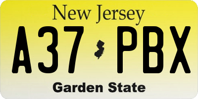 NJ license plate A37PBX
