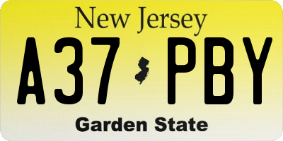 NJ license plate A37PBY
