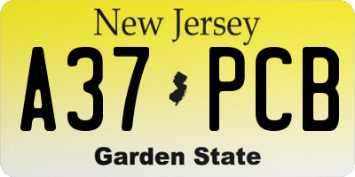 NJ license plate A37PCB