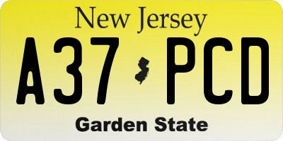 NJ license plate A37PCD