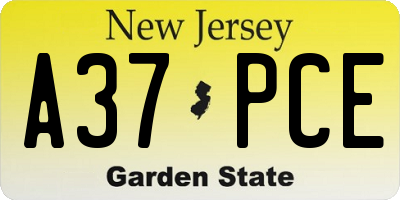 NJ license plate A37PCE