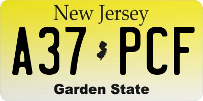 NJ license plate A37PCF
