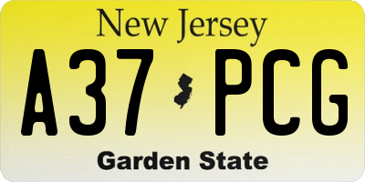 NJ license plate A37PCG