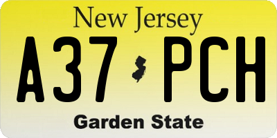 NJ license plate A37PCH