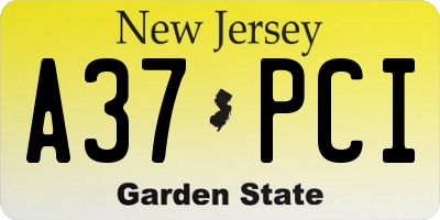 NJ license plate A37PCI