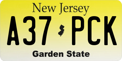 NJ license plate A37PCK