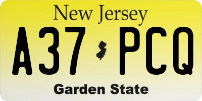 NJ license plate A37PCQ