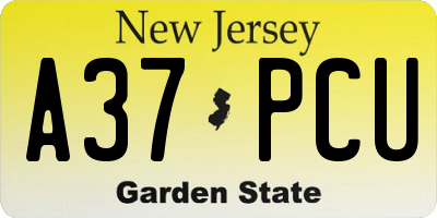 NJ license plate A37PCU