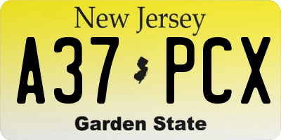 NJ license plate A37PCX