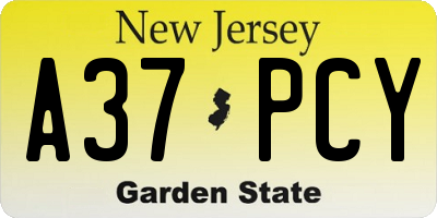 NJ license plate A37PCY