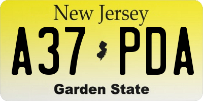NJ license plate A37PDA